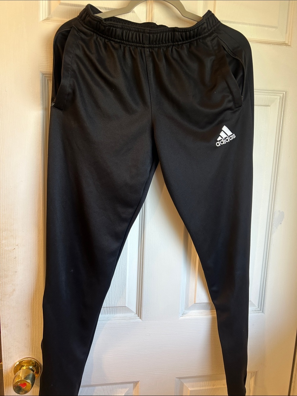 adidas Black Track Joggers with White Logo